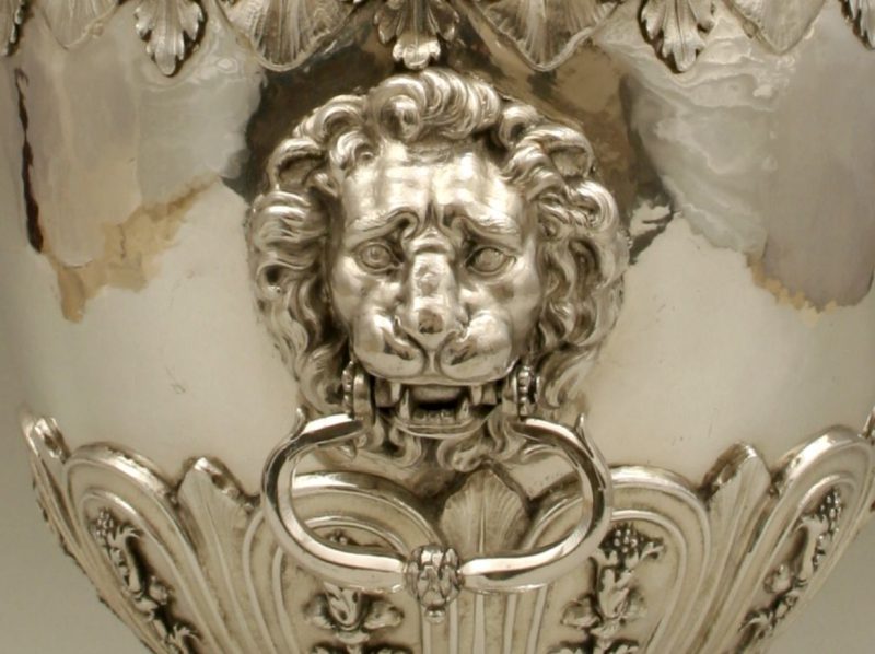 Detail from a silver wine fountain made by Adam Loofs
